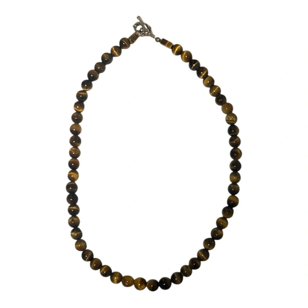 Tiger Eye Beaded Necklace - 16 inches - excellent condition